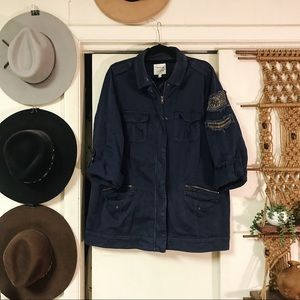 Torrid Navy embellished utility jacket
